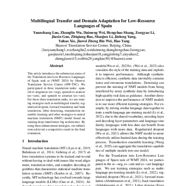 Multilingual Transfer and Domain Adaptation for Low-Resource Languages ...
