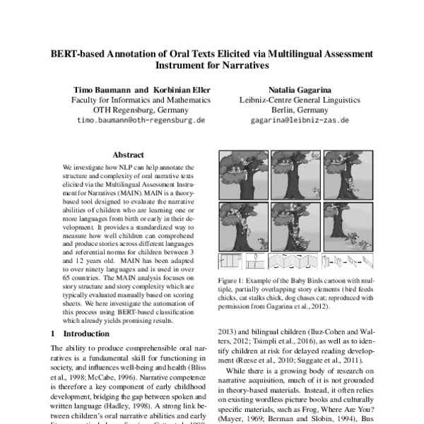 BERT-based Annotation of Oral Texts Elicited via Multilingual ...