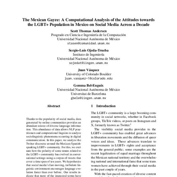 The Mexican Gayze: A Computational Analysis of the Attitudes towards ...