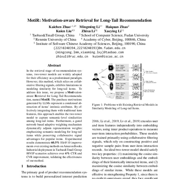 MotiR: Motivation-aware Retrieval for Long-Tail Recommendation - ACL ...