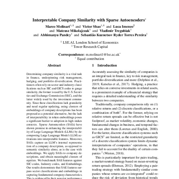 Interpretable Company Similarity with Sparse Autoencoders - ACL Anthology