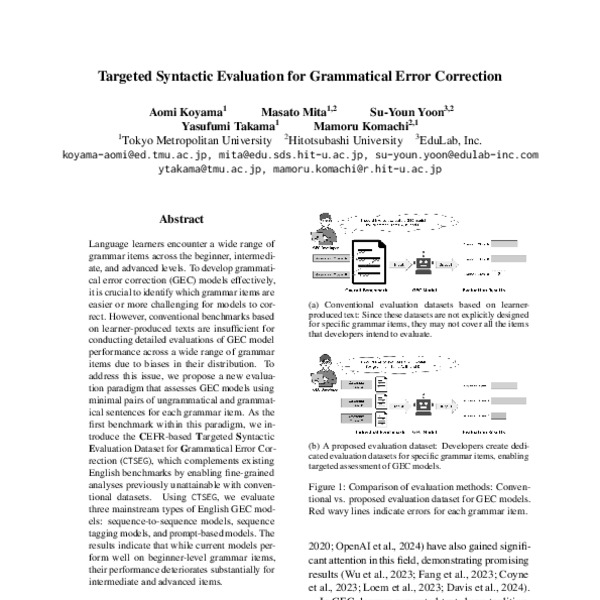 Targeted Syntactic Evaluation for Grammatical Error Correction - ACL ...
