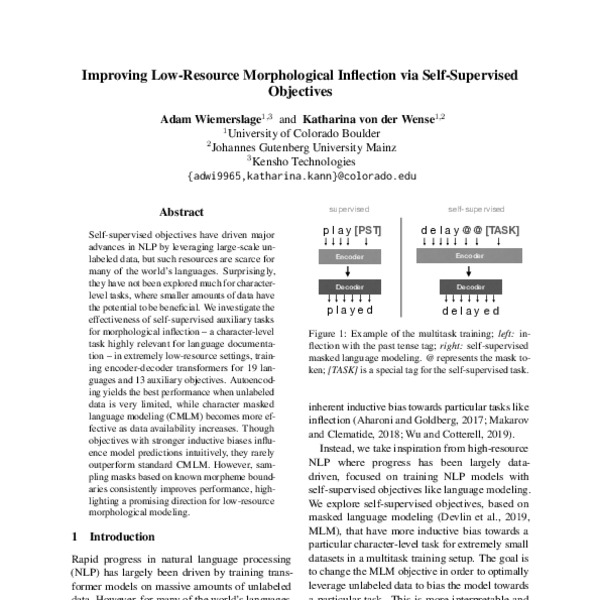 Improving Low-Resource Morphological Inflection via Self-Supervised ...