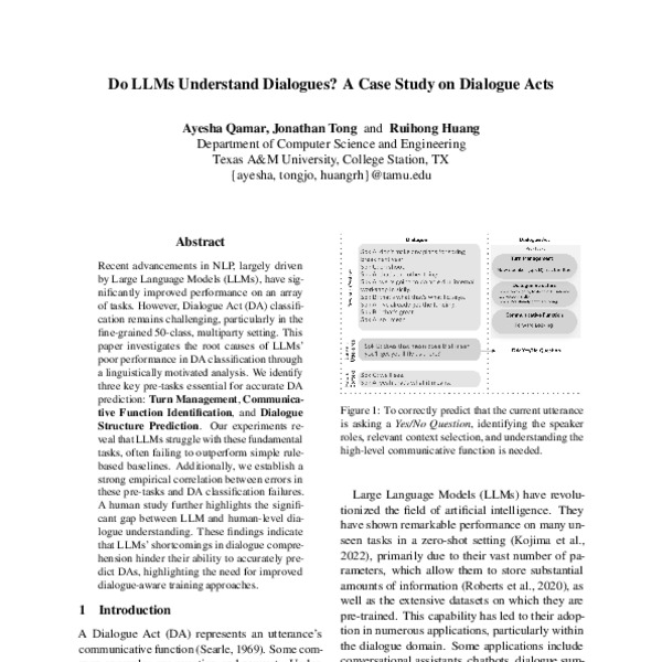 Do LLMs Understand Dialogues? A Case Study on Dialogue Acts - ACL Anthology