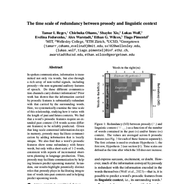 The time scale of redundancy between prosody and linguistic context ...