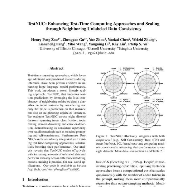 TestNUC: Enhancing Test-Time Computing Approaches and Scaling through ...