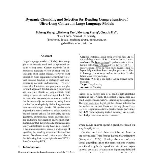 Dynamic Chunking and Selection for Reading Comprehension of Ultra-Long ...