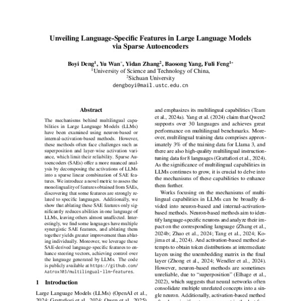 Unveiling Language-Specific Features in Large Language Models via ...