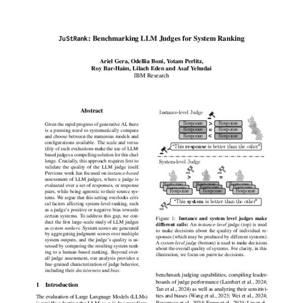 JuStRank: Benchmarking LLM Judges for System Ranking - ACL Anthology