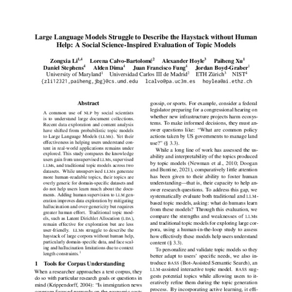 Large Language Models Struggle to Describe the Haystack without Human ...