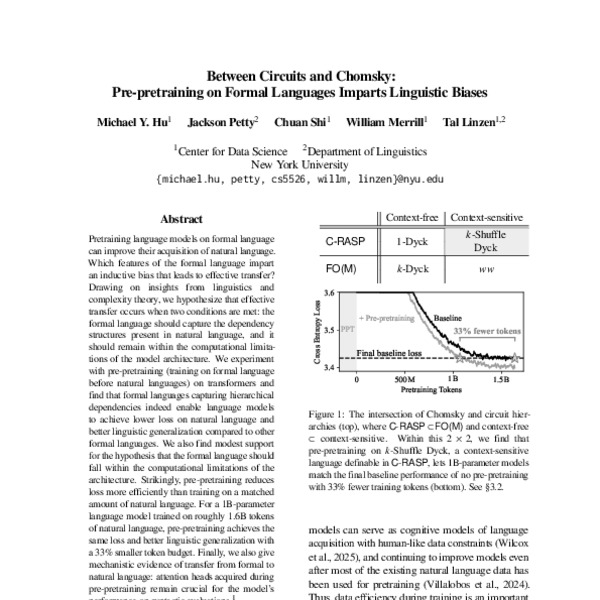 Between Circuits and Chomsky: Pre-pretraining on Formal Languages ...