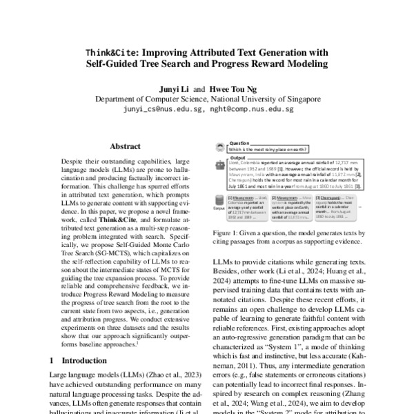 Think&Cite: Improving Attributed Text Generation with Self-Guided Tree ...