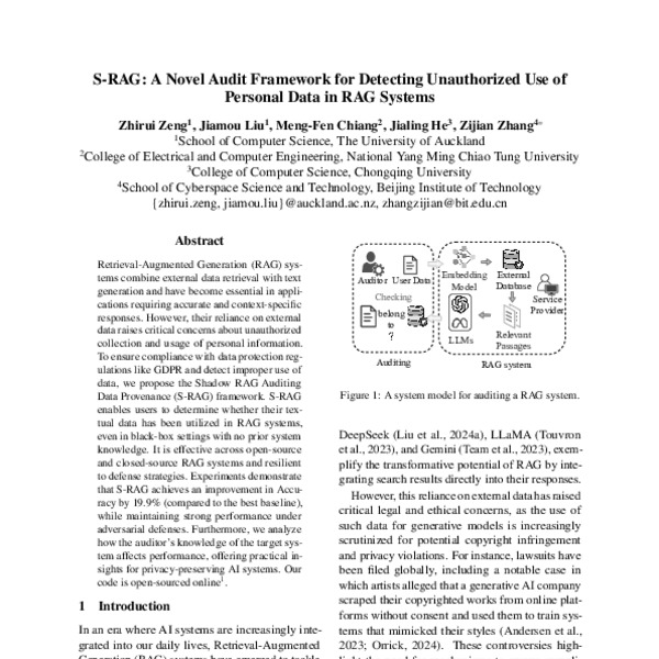 S-RAG: A Novel Audit Framework for Detecting Unauthorized Use of ...