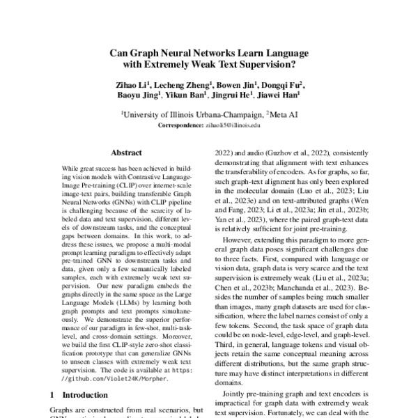 Can Graph Neural Networks Learn Language with Extremely Weak Text ...