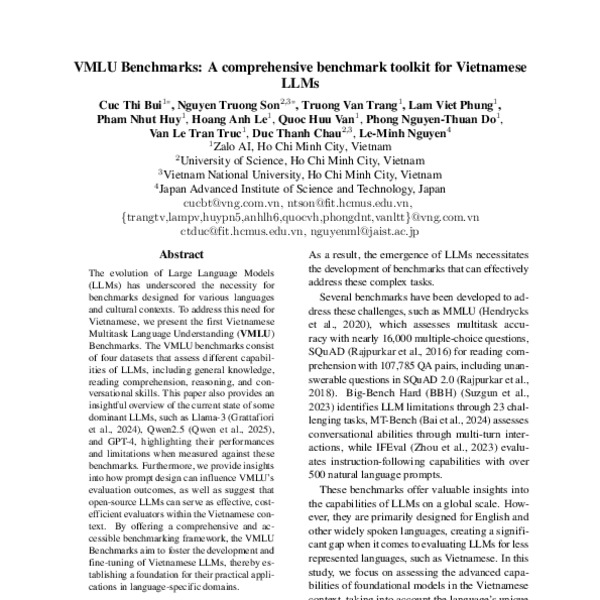 VMLU Benchmarks: A comprehensive benchmark toolkit for Vietnamese LLMs ...