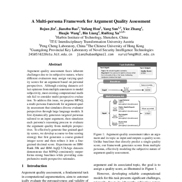 A Multi-persona Framework for Argument Quality Assessment - ACL Anthology