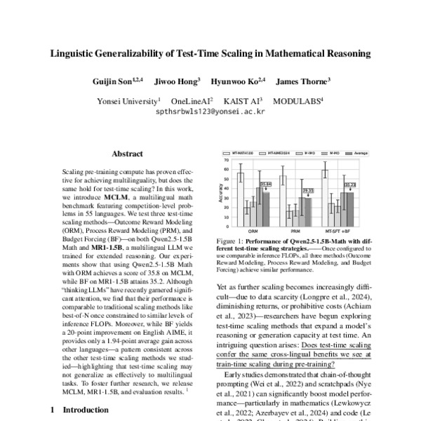 Linguistic Generalizability of Test-Time Scaling in Mathematical ...
