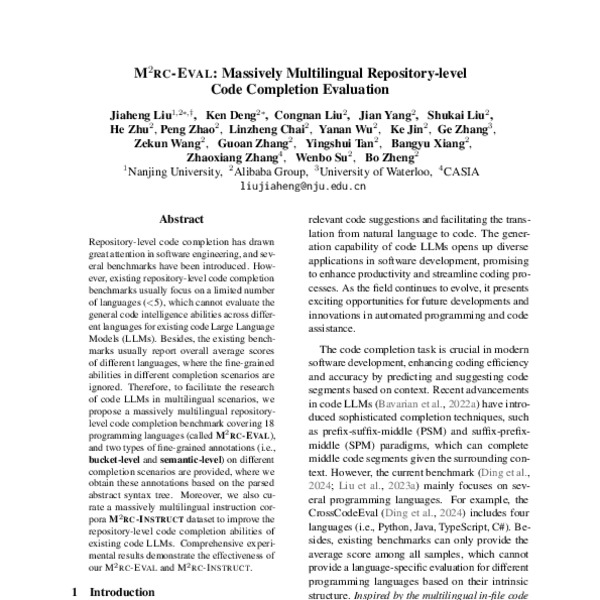 M2RC-EVAL: Massively Multilingual Repository-level Code Completion ...