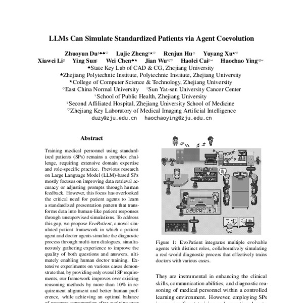 LLMs Can Simulate Standardized Patients via Agent Coevolution - ACL ...