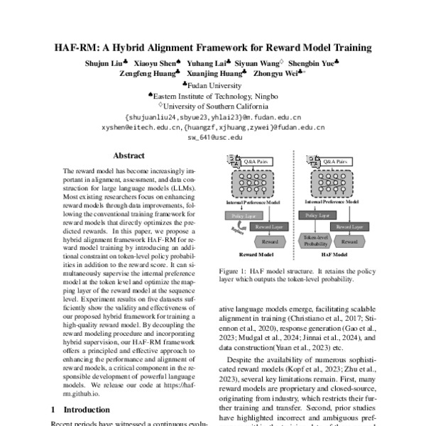 HAF-RM: A Hybrid Alignment Framework for Reward Model Training - ACL ...