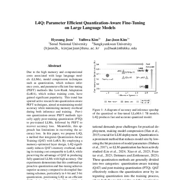 L4Q: Parameter Efficient Quantization-Aware Fine-Tuning on Large ...