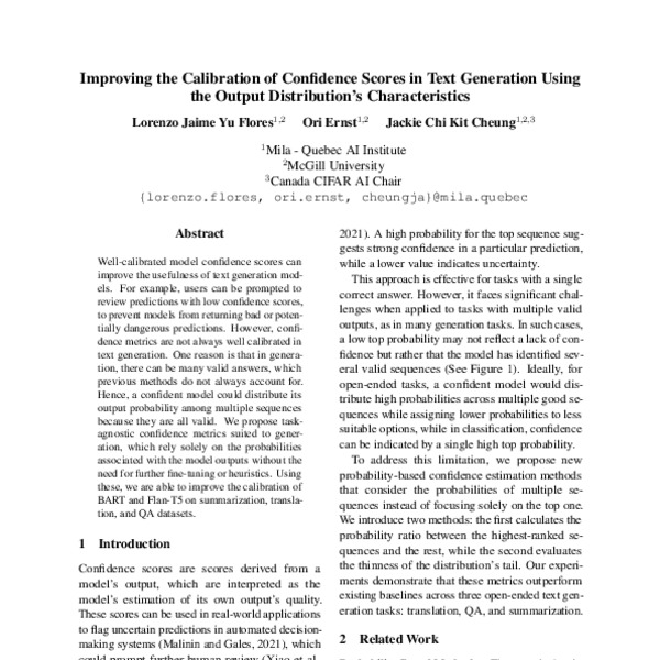 Improving the Calibration of Confidence Scores in Text Generation Using ...