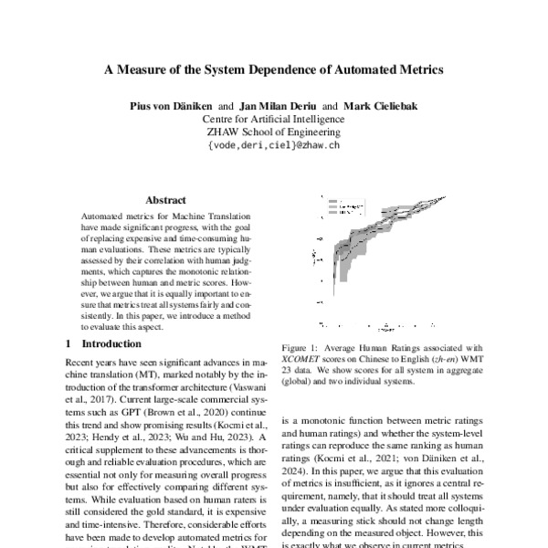 A Measure of the System Dependence of Automated Metrics - ACL Anthology