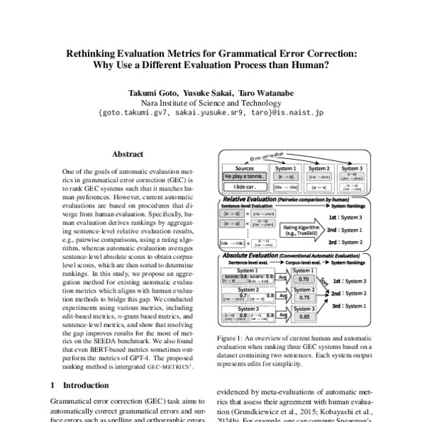 Rethinking Evaluation Metrics for Grammatical Error Correction: Why Use ...
