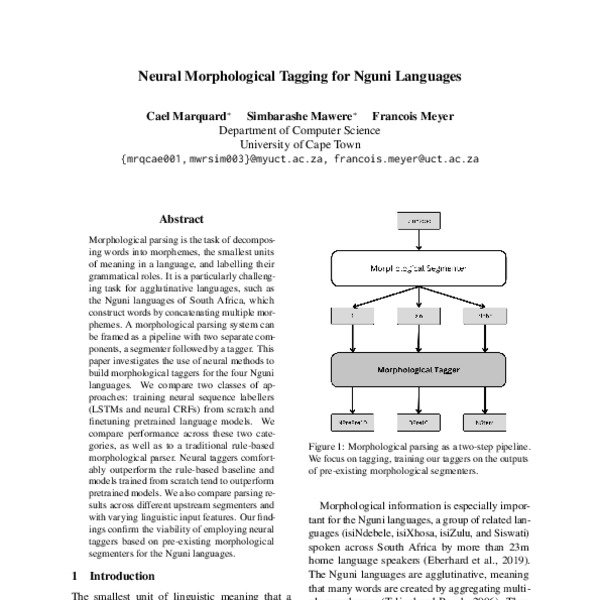 Neural Morphological Tagging for Nguni Languages - ACL Anthology