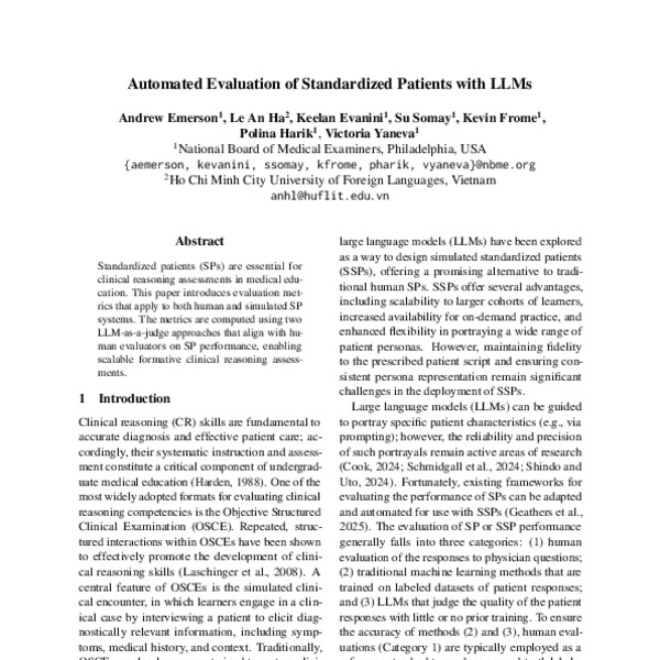 Automated Evaluation of Standardized Patients with LLMs - ACL Anthology