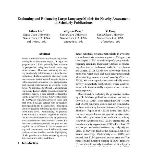 Evaluating and Enhancing Large Language Models for Novelty Assessment ...