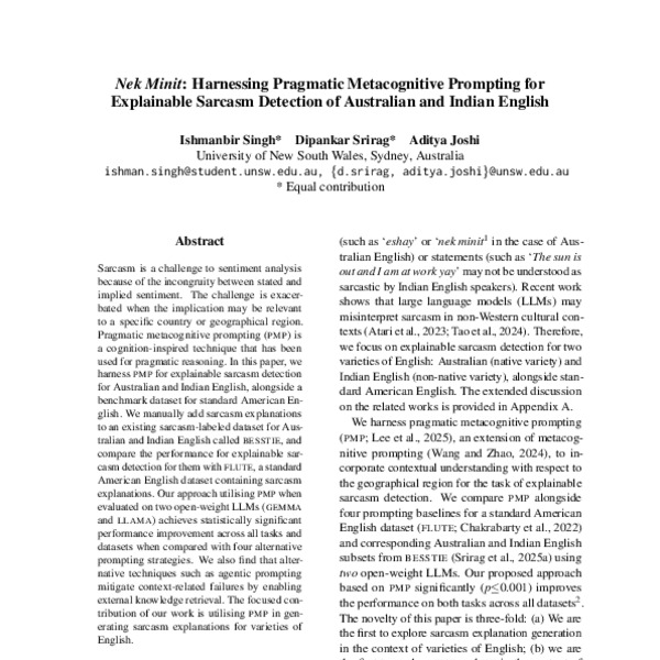 Nek Minit: Harnessing Pragmatic Metacognitive Prompting for Explainable ...