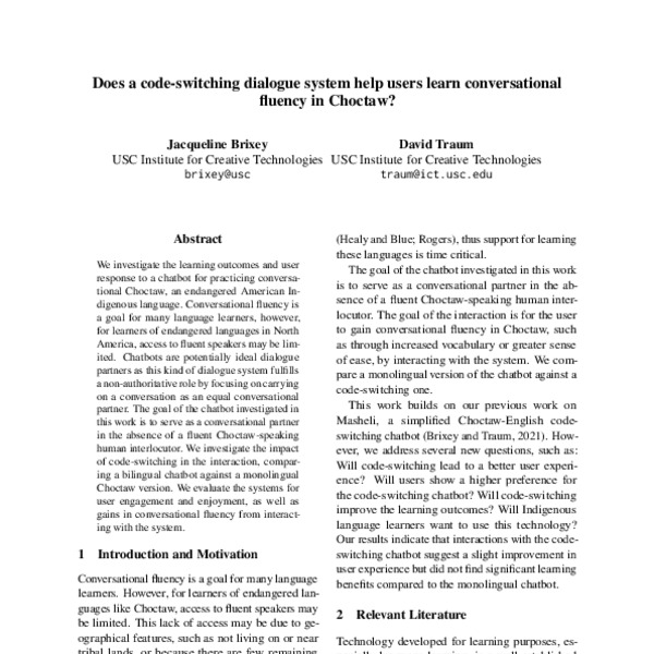 Does a code-switching dialogue system help users learn conversational ...