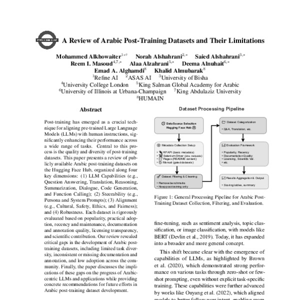 Mind the Gap: A Review of Arabic Post-Training Datasets and Their ...