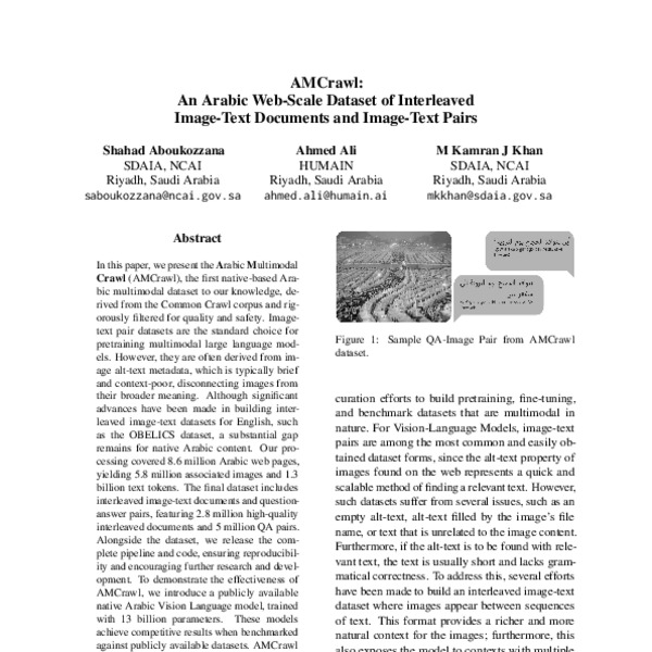 AMCrawl: An Arabic Web-Scale Dataset of Interleaved Image-Text ...