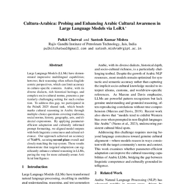 Cultura-Arabica: Probing and Enhancing Arabic Cultural Awareness in ...