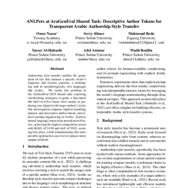 ANLPers at AraGenEval Shared Task: Descriptive Author Tokens for ...
