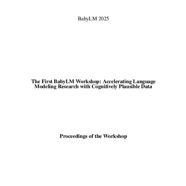 Proceedings of the First BabyLM Workshop - ACL Anthology