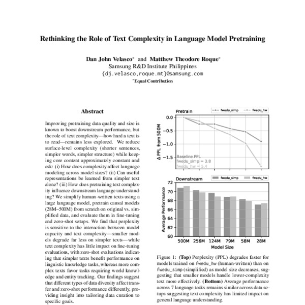 Rethinking the Role of Text Complexity in Language Model Pretraining ...