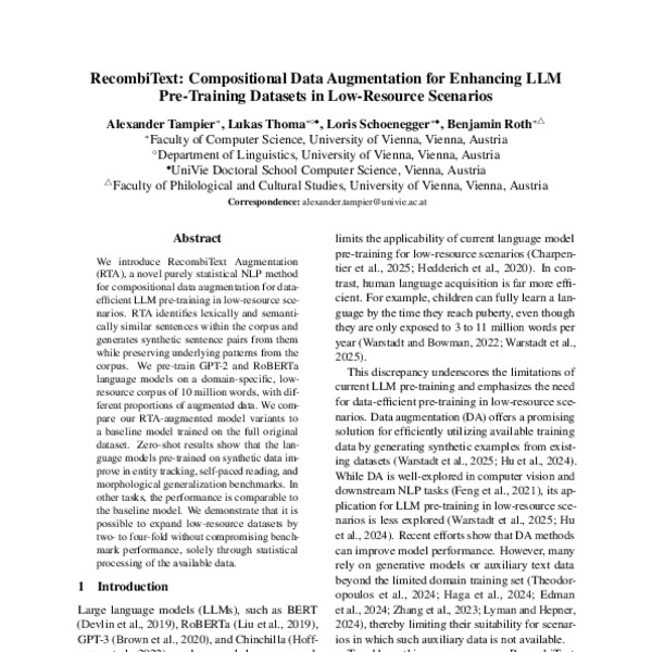 RecombiText: Compositional Data Augmentation for Enhancing LLM Pre ...