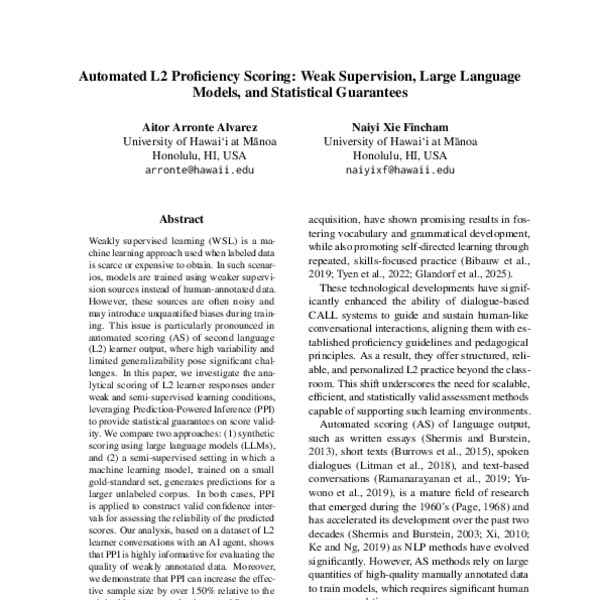 Automated L2 Proficiency Scoring: Weak Supervision, Large Language ...