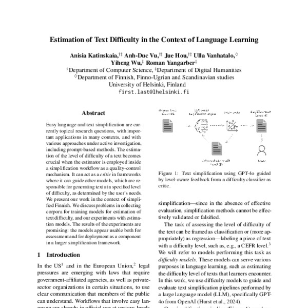 Estimation of Text Difficulty in the Context of Language Learning - ACL ...