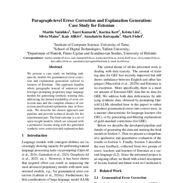 Paragraph-level Error Correction and Explanation Generation: Case Study ...