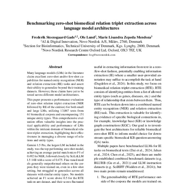 Benchmarking zero-shot biomedical relation triplet extraction across ...