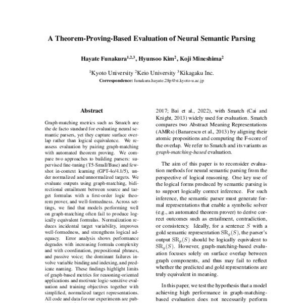 A Theorem-Proving-Based Evaluation of Neural Semantic Parsing - ACL ...