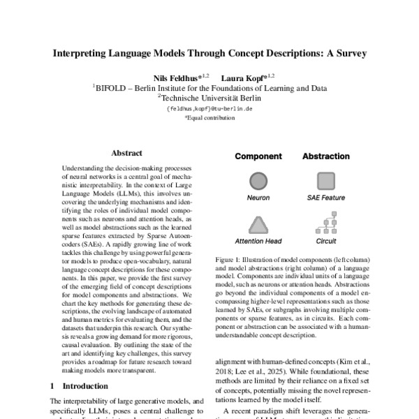 Interpreting Language Models Through Concept Descriptions: A Survey ...
