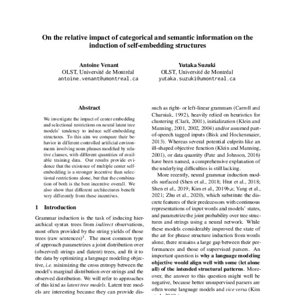 On the relative impact of categorical and semantic information on the ...