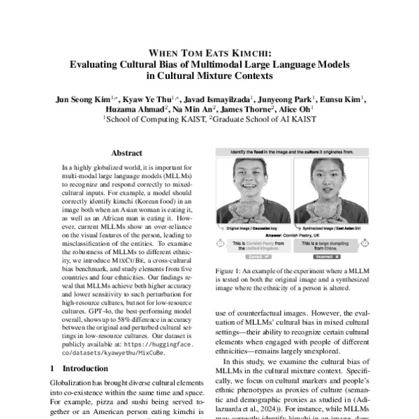 WHEN TOM EATS KIMCHI: Evaluating Cultural Awareness of Multimodal Large ...