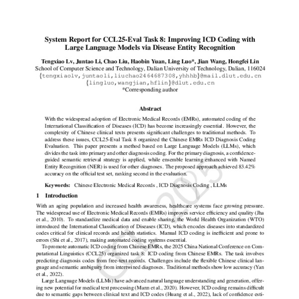 System Report for CCL25-Eval Task 8: Improving ICD Coding with Large ...