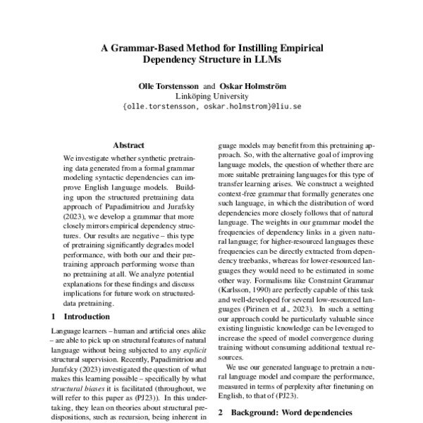 A Grammar-Based Method for Instilling Empirical Dependency Structure in ...